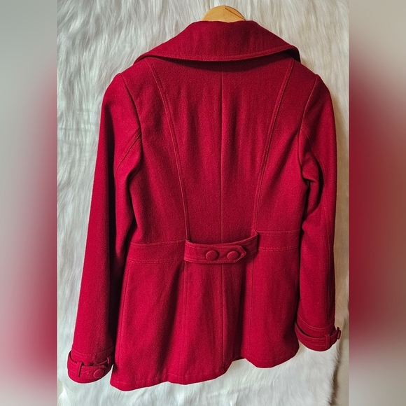 Hydraulic Vintage Cut Ruby Wool Pea Coat - Picture 4 of 10